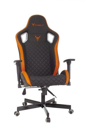 Кресло игровое Knight Outrider черный/оранжевый ромбик эко.кожа с подголов. крестов. металл