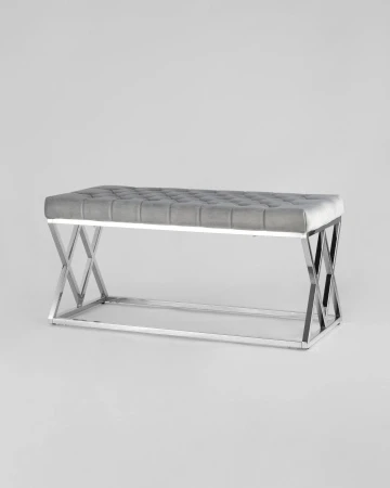 Купить Банкетка ИНСИГНИЯ велюр серый сталь серебро в интернет-магазине КупиКресла.ру