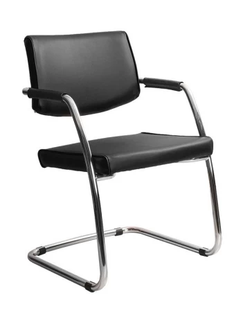 Офисный стул Delta (Дельта) хром (Искуственная кожа Черный)