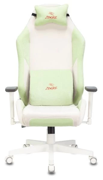 Кресло игровое Zombie EPIC PRO Fabric белый/зеленый с подголов. крестов. пластик пластик белый