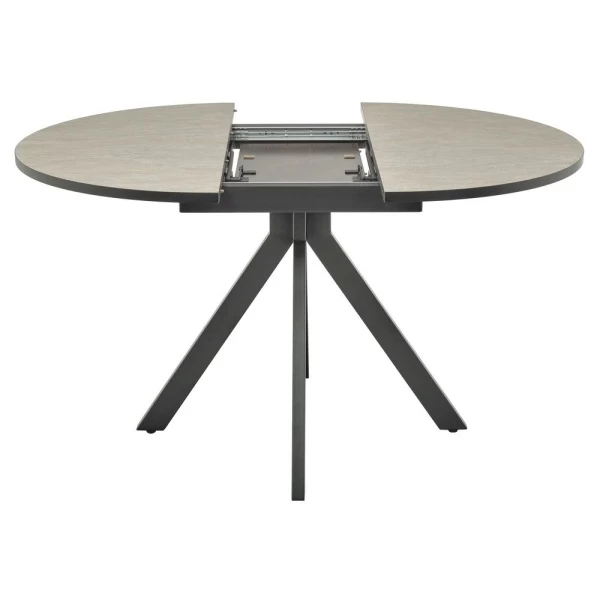 Купить Стол Rudolf круглый раскладной 100-130x100x75см, Бетон слюда, чёрный по низкой цене