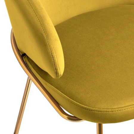 Купить Стул-полукресло Emil горчичный с золотыми ножками по низкой цене