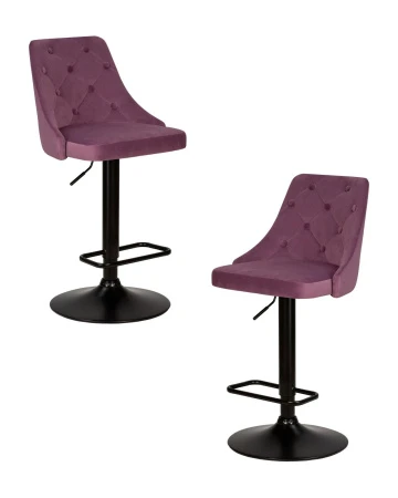 Набор 2 шт Стул барный DOBRIN JOSEPH BLACK, пудрово-сиреневый велюр (MJ9-52)