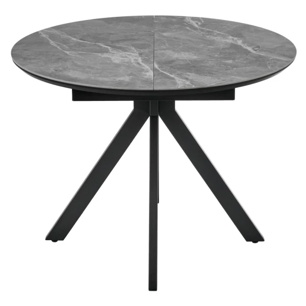 Купить Стол Rudolf круглый раскладной 100-130x100x75см, серый керамогранит, черный по низкой цене