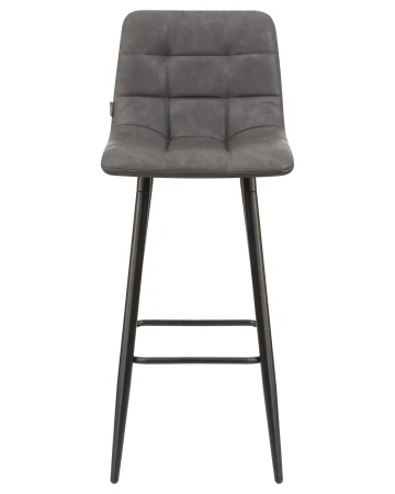Купить Стул барный DOBRIN NICOLE, черные матовые ножки, серая антрацитовая винтажная экокожа (RU-08) по выгодной цене для кафе, ресторанов и кухни