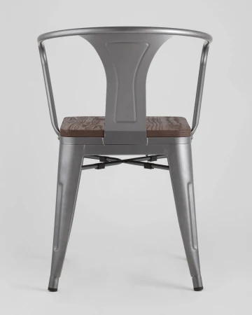 Купить Стул TOLIX ARM WOOD с подлокотниками серебристый по низкой цене