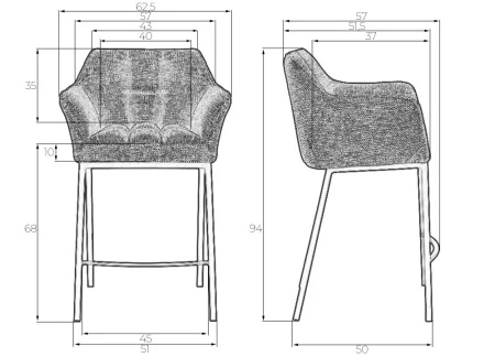 Купить Стул полубарный DOBRIN LUCAS COUNTER, серая ткань (F-22) по выгодной цене для кафе, ресторанов и кухни