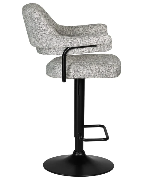 Стул барный DOBRIN CHARLY BLACK, светло-серый твид (LEO04) для кафе, ресторанов и кухни