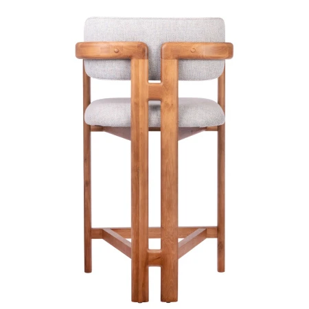 Купить Стул полубарный Rich рогожка бежево-голубая с ножками цвета орех по выгодной цене для кафе, ресторанов и кухни