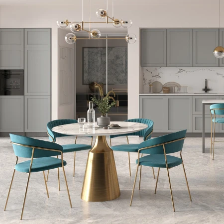 Купить Комплект из 2-х стульев Turin синий, золотые ножки в интернет-магазине КупиКресла.ру