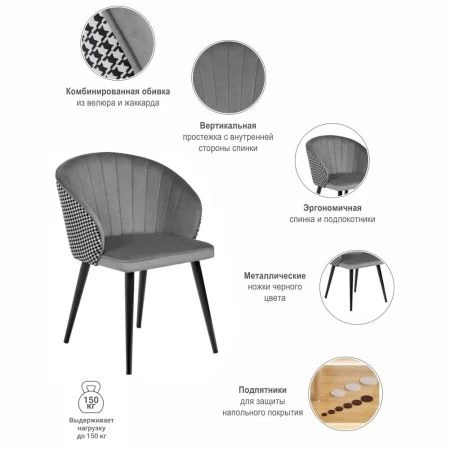 Купить Стул Paola тёмно-серый с жаккардом в интернет-магазине КупиКресла.ру