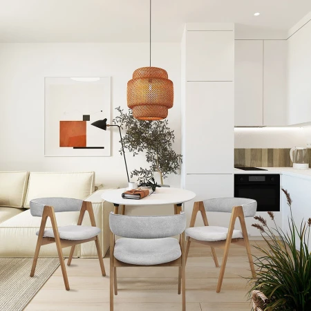 Купить Стул Alan латте букле с ножками цвета орех по низкой цене