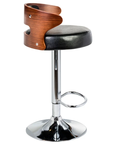 Стул барный DOBRIN FRED, коричневое дерево, чёрный для кафе, ресторанов и кухни