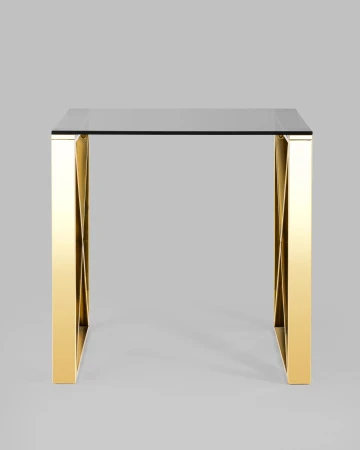 Купить Журнальный стол 55*55 КРОСС золото стекло smoke по низкой цене