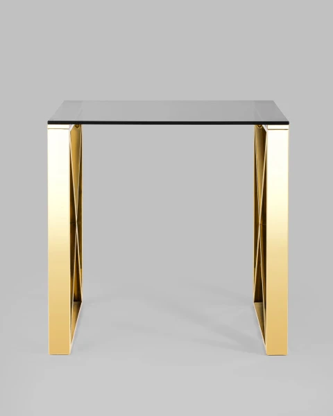 Купить Журнальный стол 55*55 КРОСС золото стекло smoke по низкой цене