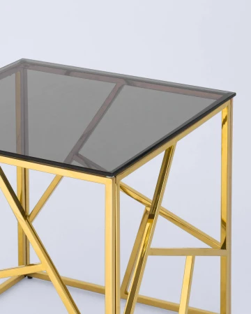 Купить Журнальный столик 55*55 АРТ ДЕКО золото стекло smoke по низкой цене