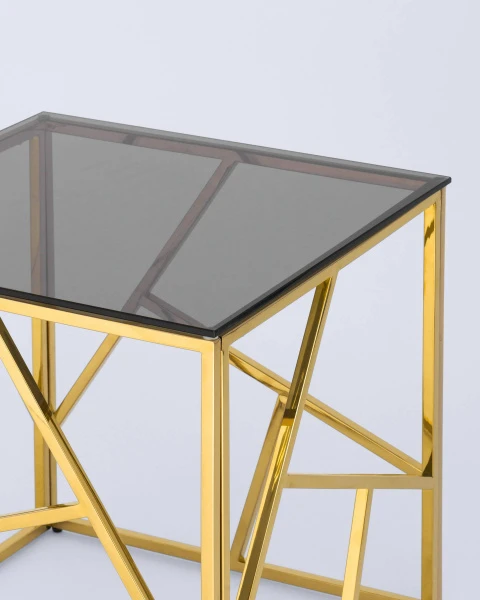 Купить Журнальный столик 55*55 АРТ ДЕКО золото стекло smoke по низкой цене