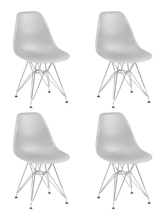 Набор 4 шт Стул обеденный DOBRIN DSR, ножки хром, цвет светло-серый (GR-01)
