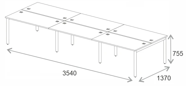 Купить Бенч-система на 6 мест Everprof EVO (ЭВО) на металлокаркасе 3540х670(1370)x755 Дуб Пасадена/Черный по низкой цене