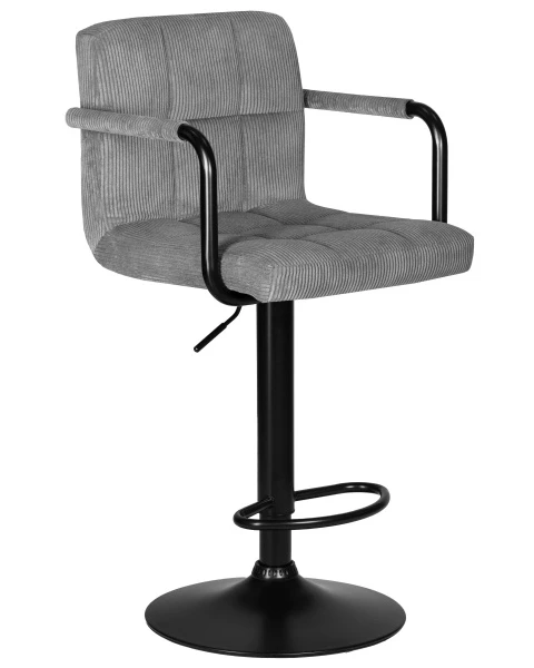 Стул барный DOBRIN KRUGER ARM BLACK, серый вельвет (LAR-E2041-25) для кафе, ресторанов и кухни