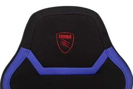 Кресло игровое Zombie 10 черный/синий текстиль/эко.кожа крестов. пластик