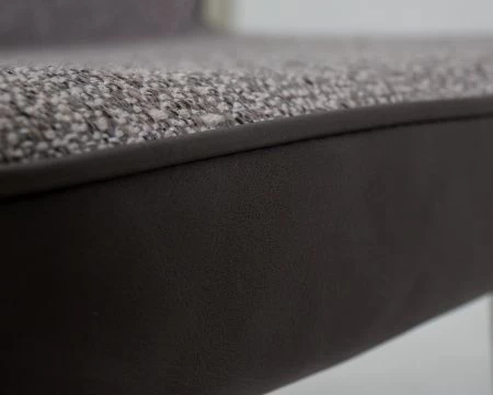 Стул обеденный KEVIN (черные матовые ножки, Сиденье серая ткань FC-09, Спинка антрацит кожзам RU-08)