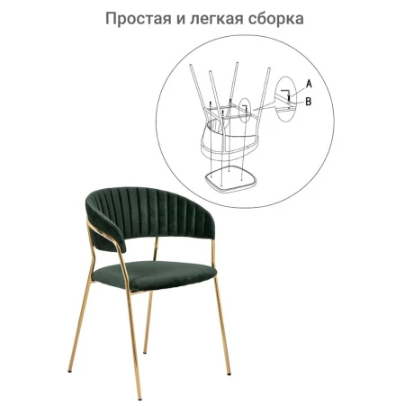 Купить Стул Turin зеленый с золотыми ножками по низкой цене