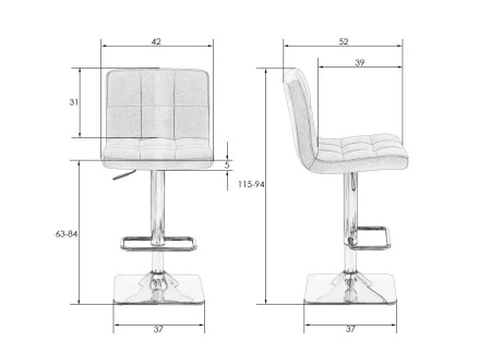 Купить Набор 2 шт Стул барный DOBRIN DOMINIC, серый велюр (MJ9-75) в интернет-магазине КупиКресла.ру
