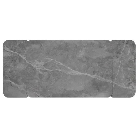 Купить Стол Arthur раскладной 120-184x80x75см, керамогранит серый мрамор Greys Grey, чёрный по низкой цене