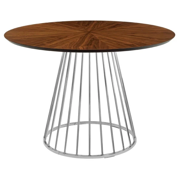 Купить Стол Liverpool диам.110см, шпон орех лучевой набор, с хромированными ножками по низкой цене