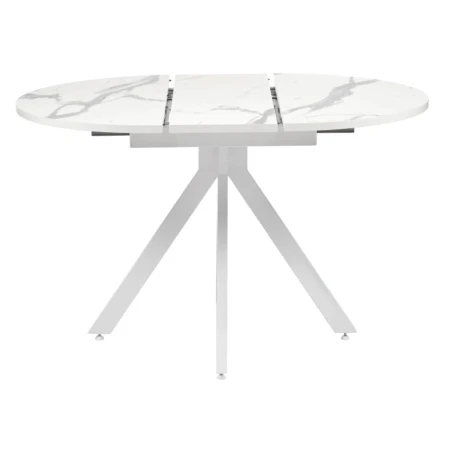 Купить Стол Rudolf круглый раскладной 90-120x90x75см, белый мрамор, белый по низкой цене