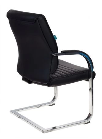 Конференц кресла - Кресло Бюрократ T-8010-LOW-V/BLACK на полозьях черный искусственная кожа (Искусственная кожа Слоновая кость)