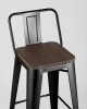 Купить Стул барный TOLIX WOOD со спинкой черный глянцевый по выгодной цене для кафе, ресторанов и кухни