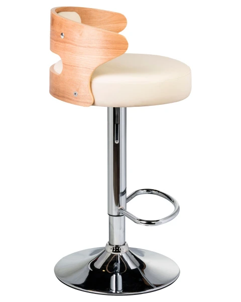 Стул барный DOBRIN FRED, натуральное дерево, кремовый для кафе, ресторанов и кухни