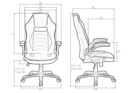Кресла для геймеров - Кресло игровое DOBRIN RICK, черно-белая ткань