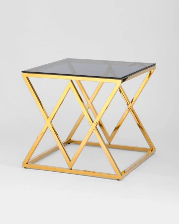 Купить Журнальный стол 55*55 ИНСИГНИЯ золото стекло smoke по низкой цене
