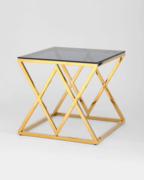 Купить Журнальный стол 55*55 ИНСИГНИЯ золото стекло smoke по низкой цене