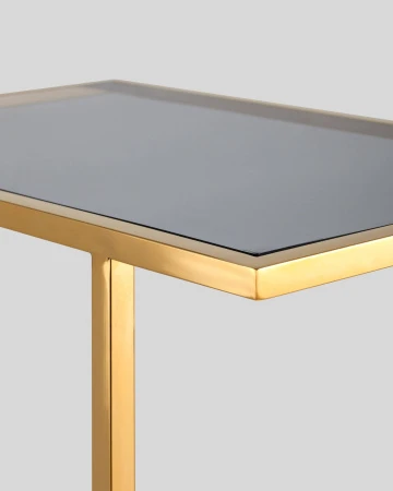 Купить Журнальный столик 50*32 БОСТОН стекло smoke сталь золото по низкой цене