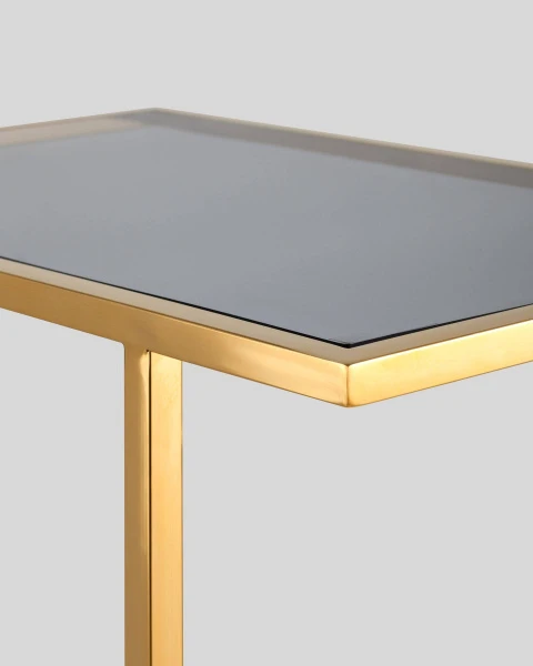 Купить Журнальный столик 50*32 БОСТОН стекло smoke сталь золото по низкой цене