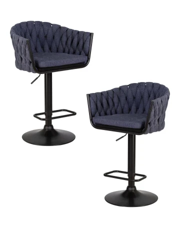 Набор 2 шт Стул барный DOBRIN LEON, синяя ткань (LAR-275-29)