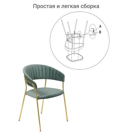 Купить Стул Turin мятный с золотыми ножками в интернет-магазине КупиКресла.ру