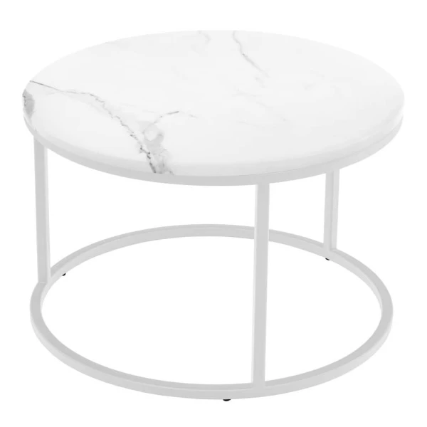 Купить Набор кофейных столиков Tango белый мрамор с белыми ножками, 2шт по низкой цене