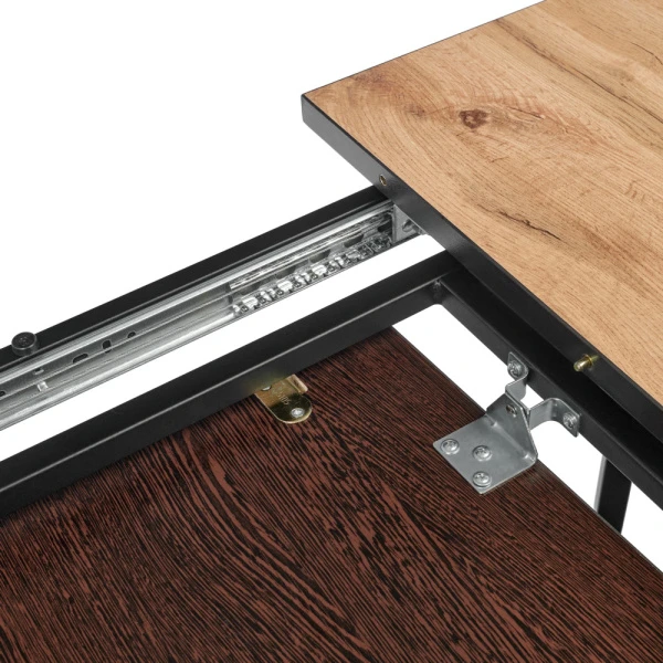 Купить Стол Dublin раскладной 120-160х80х75 Дуб Вотан, чёрные ножки по низкой цене