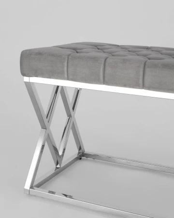 Купить Банкетка ИНСИГНИЯ велюр серый сталь серебро в интернет-магазине КупиКресла.ру