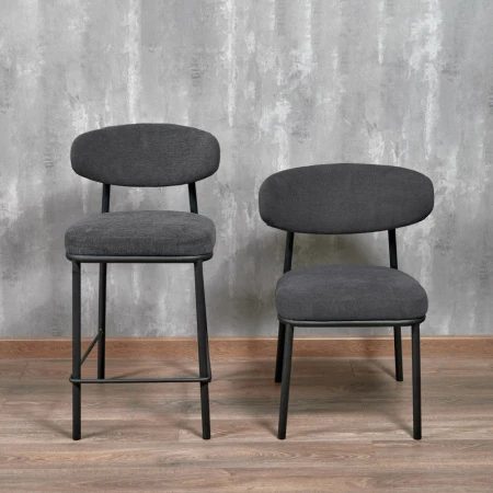 Купить Стул Lucas 2 серый шенилл с чёрными ножками по низкой цене