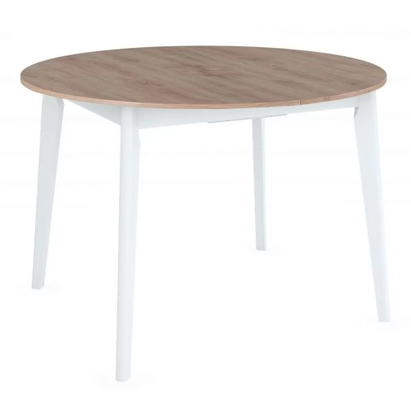Купить Стол Oslo круглый раскладной 110-140x110x76см, Дуб Навара, белый по низкой цене