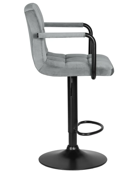 Стул барный DOBRIN KRUGER ARM BLACK, серый велюр (MJ9-75) для кафе, ресторанов и кухни