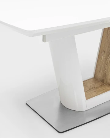 Купить Стол обеденный Атланта раскладной 160-200*90 глянцевый белый по низкой цене