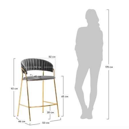 Купить Комплект из 2-х стульев полубарных Turin бирюзовый с золотыми ножками в интернет-магазине КупиКресла.ру
