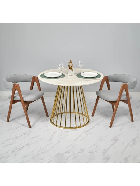 Купить Стул Alan латте букле с ножками цвета орех по низкой цене